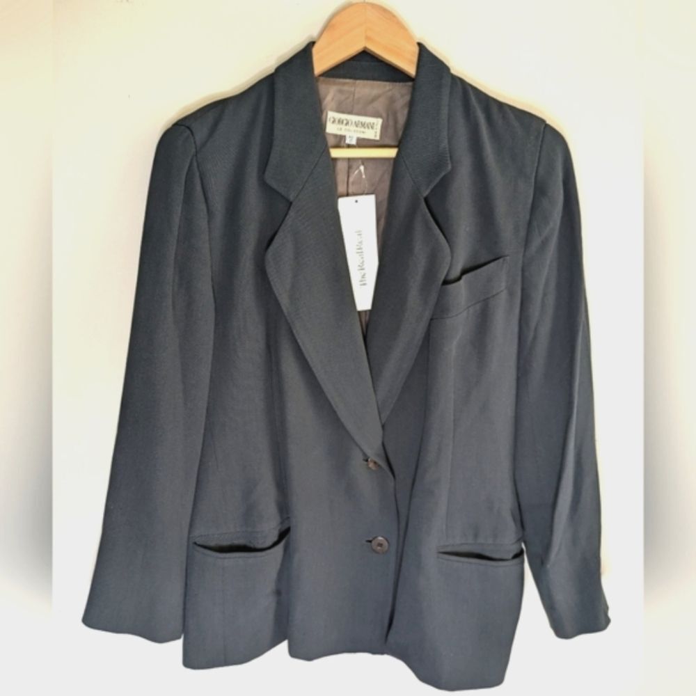 Vintage Giorgio Armani Womens Black Blazer Size 44 Old Money Quiet Luxury
